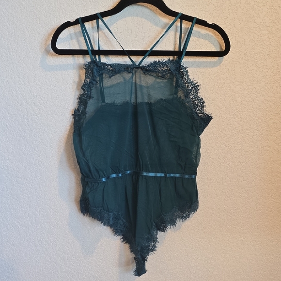 Victoria's Secret Other - Victoria’s Secret Dark Teal Green Lace & Mesh Bodysuit - XL (No Tag)